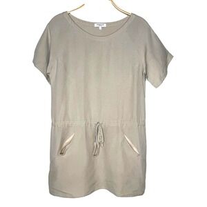 Emerson Fry Dress Drawstring Shift Short Sleeved Mini‎ Summer Capsule Tan Size S